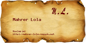 Mahrer Lola névjegykártya
